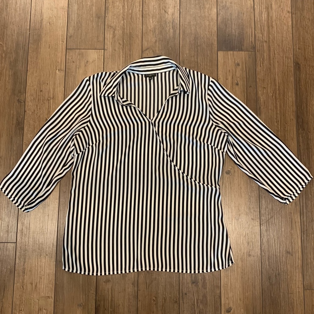 Talbots Black and White Striped Blouse